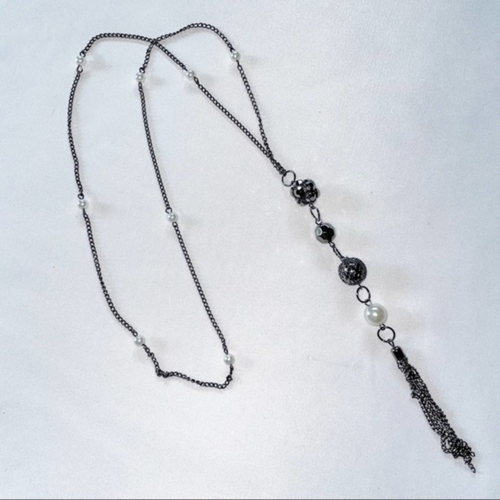 Long Tassel Bead Chain Fringe Necklace